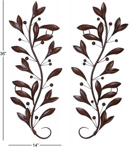 Мансарда Природа метален лист ѕиден декор, 14 на 36-инчи, антички кафеав/црн, се продава во пар