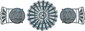 3-Peca Pavo Plumo Rustika Metala Bistro-Aro - Subĉiela Konversacia Aro por Korto, Korto, Ĝardeno - Helblua