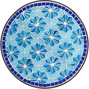 Teal Island Designs Blue Stars Mosaic Black Outdoor Accent Bord