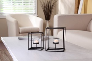 Set di 2 portacandele in stile arte moderna con portacandele in vetro trasparente Include tealight Ideale per la casa e il matrimonio, nonché per Spa Reiki e aromaterapia O3
