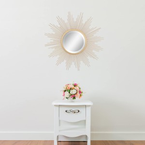 Sunburst Wall mirror, 24 Inch, Gold