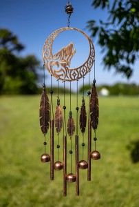Tribal Wolf Dreamcatcher Venkovní zahradní dekorační zvonkohra (rustikální měď)