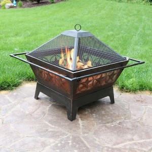 Northern Galaxy Outdoor Fire Pit – 32 Inch Large Square Wood Burning Patio & Backyard Firepit for Outside with Cooking BBQ Grill Grate, Spark Screen, and Fireplace Poker