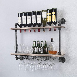 Trending Products China Bamboo Wood Wine Rack Tabletop with Glass Holder