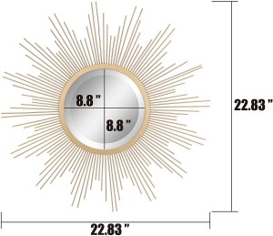 Sunburst Nástenné zrkadlo, 24 palcov, zlaté