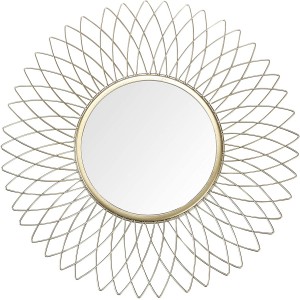 Home Collection 14.5″ Golden Flower Decorative Metal Mirror,Classic Metal Decorative Wall Mirror (Flower)