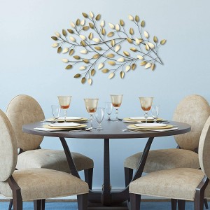 Home Blowing Leaves Wall Decor, Champagne and Gold