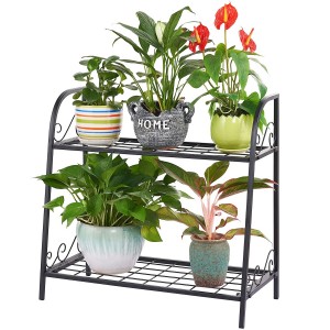 2-Tier Indoor/Outdoor Metal Plant Stand, Flower Pots Holder, Plant Display Rack, Stand Shelf, Shoe Organizer, Utility Storage Organizer Rack