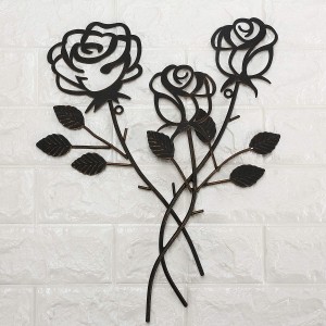 Metal Rose Wall Decor Garden Flower Wall Art,Rustic (14.25″ 1.75″)