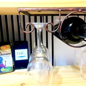 Otthoni konyhai étkező bortartozékok a szekrény alatt talpas üveg/palacktartó tartó akasztós tároló rendszerező (Bronz 1 palack)