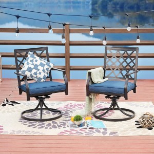 Patio Swivel Rocker Chairs Furniture Metal Outdoor Dining Chairs with Cushion Set of 2