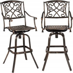 3-Piece Outdoor Cast Aluminum Bar Height Patio Bistro Set w/ 2 360-Swivel Chairs – Antique Copper