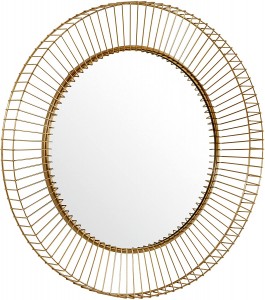 Modern Round Iron Circle Metal Hanging Wall Mirror, 27.75″ Diameter, Gold Finish