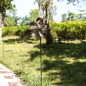 Wind Spinner Magnolia Multi-Colour Seasonal LED Glass Ball ya Glass yenye Kinetic Wind Spinner Mwelekeo Mbili kwa Patio Lawn & Garden
