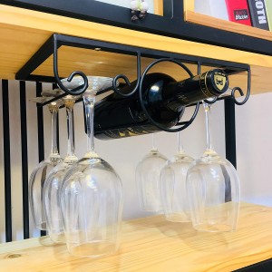 Aksesori wain makan dapur rumah di bawah kabinet alat stem gelas/rak botol pemegang penyangkut pengatur simpanan (Gangsa 1 Botol)
