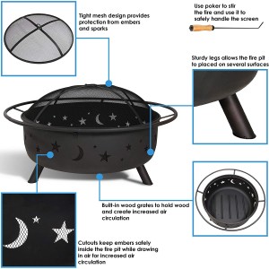 Profesional China China Outdoor Round Corten Steel Rusty Laser Cut Metal Barbecue Fire Pit