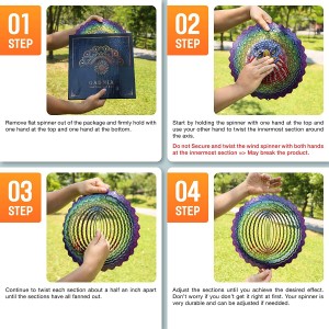 Wind Spinners ການຕົກແຕ່ງໂລຫະກາງແຈ້ງ |Gorgeous Double Spinners |Mandala ເຄື່ອງປະດັບສະແຕນເລດສໍາລັບການຕົກແຕ່ງເຮືອນສວນ |ສິລະປະຫຼາຍສີໂລຫະ Sun Catcher ສໍາລັບການຫ້ອຍຕົ້ນໄມ້, ສວນຫລັງ
