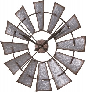 404-3956 22″ Metallum Windmill Quartz Clock, Gray