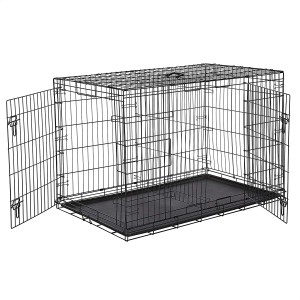 Single-Door at Double-Door Folding Metal Dog o Pet Crate Kennel na may Tray