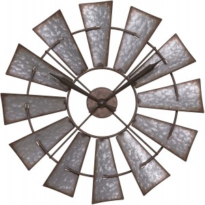 404-3956 22″ Metal Windmill Quartz Clock, Gray