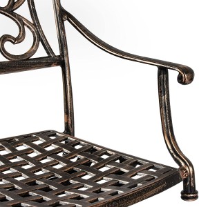 3-Piece Outdoor Cast Aluminum Bar Height Patio Bistro Set w/ 2 360-Swivel Chairs – Antique Copper