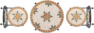 3-Piece Mosaic Bistro Set – Outdoor Conversation Set for Patio, Yard, Garden – Tan
