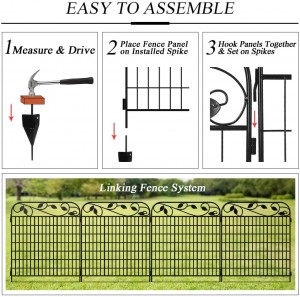 Metal Garden Fence Border 44”x 36”x 4Pack Heavy Duty Tall Rustproof Decorative Garden Fencing Panels Animal Barrier Outdoor Iron Edge Fencing for Landscape Folding Flower Bed Fence Gate FC07