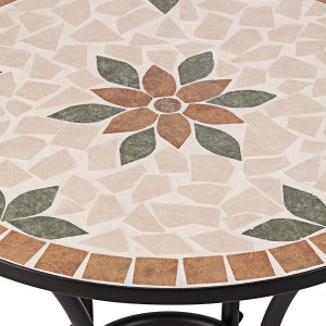 3-Piece Mosaic Bistro Set – Outdoor Conversation Set para sa Patio, Yard, Garden – Tan