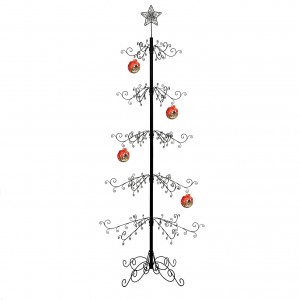 Ozdobný stojan na stromček kovový vianočný drôtený háčik vešiak guľôčka pre psa mačka sklo halloweenske tepané železo 84 palcov (čierne)