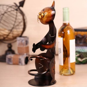 Mbajtëse vere në formë mace Raft raft vere Skulpturë metalike Dekorime praktike të shtëpisë Artizanale