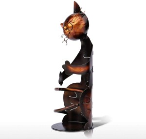 Држач за вино у облику мачке, полица за вински сталак, метална скулптура, практична занатска декорација дома