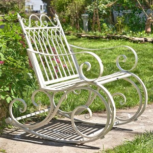 Outdoor Metal Rocking Arm Chair/Bench (Arm Chair, Antique White)