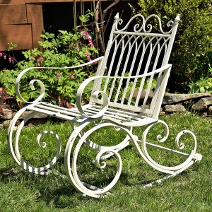 Metal Rocking Arm Chair/Bench (Arm Chair, Antique White)