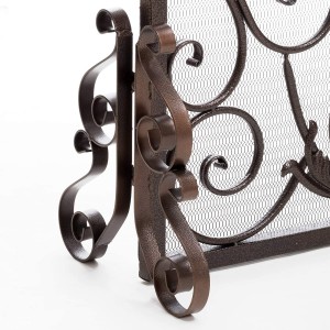 Wilmington Fireplace Screen, Gold Flower On Black
