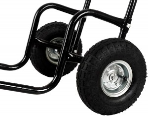 Черна количка за дърва за огрев, преместване на стелажи за дърва за открито или закрито