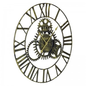Велики украсни зидни сат, 24” округли римски број са римским бројевима у модерном стилу, идеалан за дневну собу, аналогни златни метални сат
