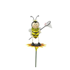 Nova abella pintada con peixe brillante con estacas de ferramentas de xardín para a decoración do fogar e do xardín