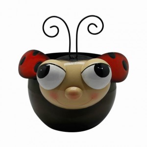 ຮ້ອນຂາຍໂລຫະສວນ ladybug ສັດ figurine ພືດຢືນ indoor sculpture ຫມໍ້ດອກ