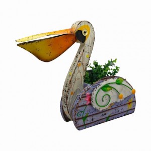 Metal swan planter containers iron garden ornament stand flower pot 