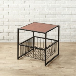 Dane Modern Studio Collection 20 Inch Deluxe Side End Table Coffee Table Night Stand with Metal Storage Basket