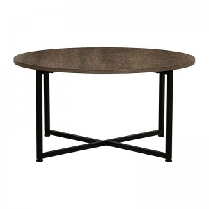 Grey Top Black Frame Ashwood Round Coffee Table