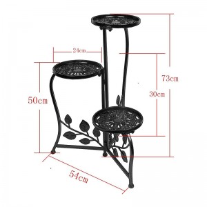 Black 3-Tiered Indoor/Outdoor Plant Stand, 11 Inch in Height – Holds 3-Flower Pot