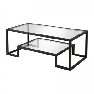 Modern Geometric-Inspired Glass Coffee Table, Black
