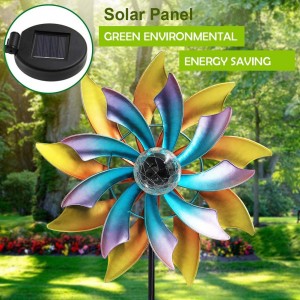57-palčni vrtavec na sončni veter s kovinskim vrtnim vložkom, steklena krogla LED na sončno energijo, ki spreminja več barv, zunanji lovilec vetra, dvorišče, božična praznična dekoracija