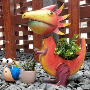 Barato nga Dako nga Metal Dinosaur Garden Flower Pot Manufacturer