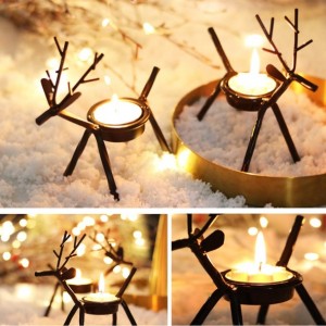 Wholesale Metal Black Reindeer Yakagadzirwa Iron Tealight Candle Holders China
