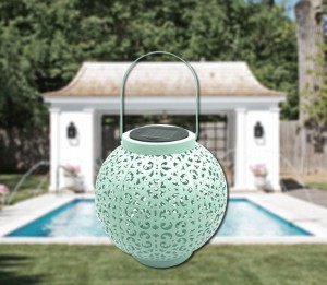outdoor wrought iron solar hollow portable lanterns for courtyard decoration supplier 