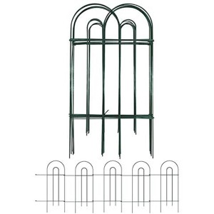 Decorative Garden Fence 32inx20ft Rustproof Green Iron Landscape Wire Folding Fencing Ornamental Panel Border Edge Section Edging Patio Fences Flower Bed Outdoor FC02