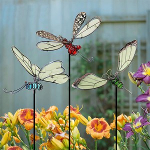 20 Inch Butterfly Garden Stakes Decor, Dragonfly Stakes, Hummingbird Glow in Dark Metal Yard Art, Indoor Outdoor Lawn Pathway Patio Ornaments, Set of 3