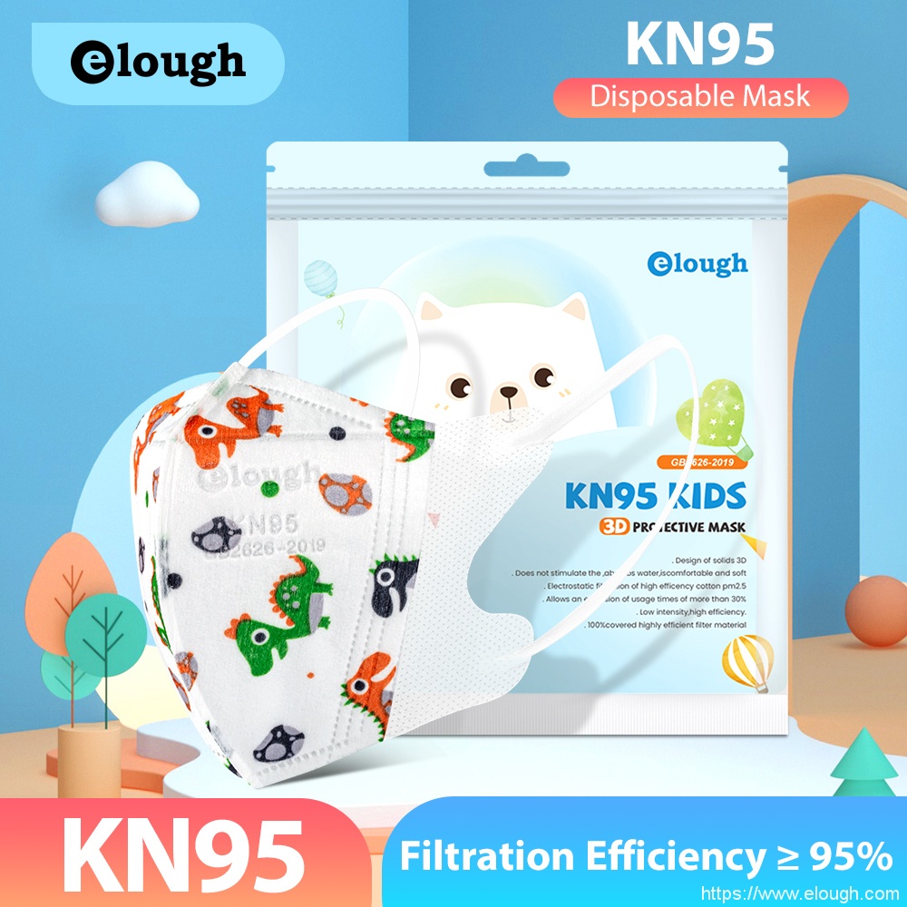 Elough HX-3DRT Kids 3D Stereo Folding KN95 أقنعة يمكن التخلص منها 10 قطعة / الحقيبة